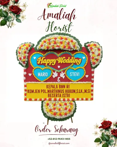 Karangan Papan Bunga Pernikahan di Grinting